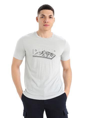 Pánské Tričko Icebreaker Merino Tech Lite II Krátké Sleeve Alps 3D Béžový | CZ 1773AHKP